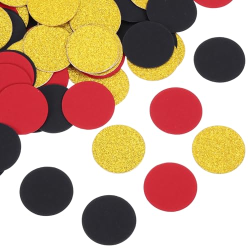 QUARKZMAN 200 Stück Runde Konfetti Glitzer Farbiges Papier Tisch Buntpapier Dekor für Party Hochzeit Festival Dekorationen, 3x3cm, Gold, Rot, Schwarz QUARKZMAN 200 Stück Runde Konfetti Glitzer Farbiges Papier Tisch Buntpapier Dekor für Party Hochzeit Festival Dekorationen, 3x3cm, Gold, Rot, Schwarz von QUARKZMAN