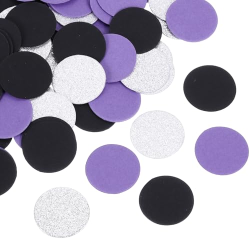 QUARKZMAN 200 Stück Runde Konfetti Glitzer Farbiges Papier Tisch Buntpapier Dekor für Party Hochzeit Festival Dekorationen, 3x3cm, Silber, Lila, Schwarz QUARKZMAN 200 Stück Runde Konfetti Glitzer Farbiges Papier Tisch Buntpapier Dekor für Party Hochzeit Festival Dekorationen, 3x3cm, Silber, Lila, Schwarz von QUARKZMAN