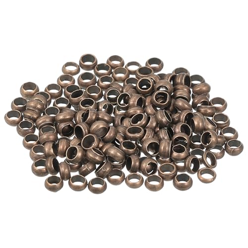 QUARKZMAN 200 Stück Runde Quetschperlen, Quetschperlen Verschluss 4 mm Messing Abstandhalter Lose Perlen Tube Crimp Perlen Abstandsperlen für Schmuckherstellung Basteln, Rotbronze von QUARKZMAN