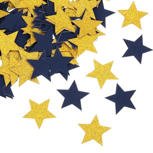 QUARKZMAN 200 Stück Sternenkonfetti Glitzerkonfetti Tischkonfetti Dekoration für Party Hochzeit Festival Dekorationen, 3x3cm, Gold, Dunkelblau QUARKZMAN 200 Stück Sternenkonfetti Glitzerkonfetti Tischkonfetti Dekoration für Party Hochzeit Festival Dekorationen, 3x3cm, Gold, Dunkelblau von QUARKZMAN