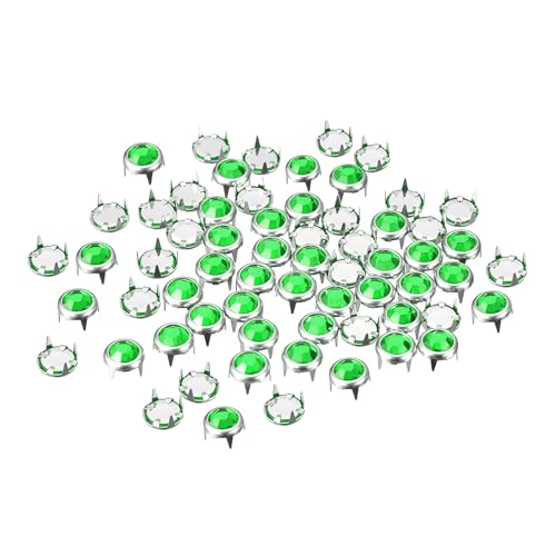 QUARKZMAN 200 Stück Strassnieten-Nachfüllungen, 6mm Glänzende 4-Krallen-Nietenverzierungen Dekorative Nieten für DIY Lederhandwerk Kleidung Tasche Gürtel (Grün) von QUARKZMAN