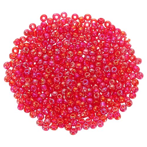 QUARKZMAN 2000 Stück Glasperlen zum Auffädeln, 4 mm Perlen für Armbänder Selber Machen Mini Lose Glas Kleine Perlenset für DIY Ohrringe, Halsketten, Armbänder, Schmuckherstellung, Rot von QUARKZMAN