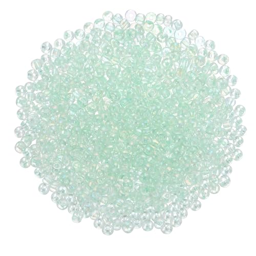 QUARKZMAN 2000 Stück Glasperlen zum Auffädeln, 4 mm Perlen für Armbänder Selber Machen Mini Lose Glas Kleine Perlenset für DIY Ohrringe, Halsketten, Armbänder, Schmuckherstellung, Mintgrün von QUARKZMAN