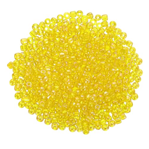 QUARKZMAN 2000 Stück Glasperlen zum Auffädeln, 3 mm Perlen für Armbänder Selber Machen Mini Lose Glas Kleine Perlenset für DIY Ohrringe, Halsketten, Schmuckherstellung, Gelb von QUARKZMAN