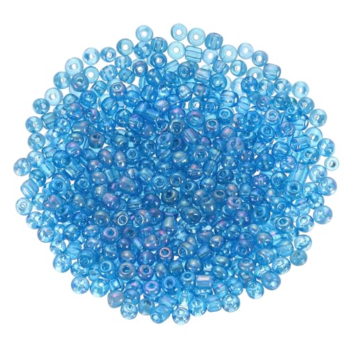 QUARKZMAN 2000 Stück Glasperlen zum Auffädeln, 3 mm Perlen für Armbänder Selber Machen Mini Lose Glas Kleine Perlenset für DIY Ohrringe, Halsketten, Schmuckherstellung, Hellblau von QUARKZMAN