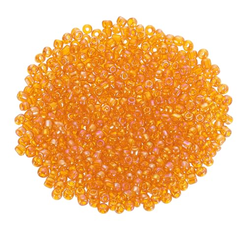 QUARKZMAN 2000 Stück Glasperlen zum Auffädeln, 3 mm Perlen für Armbänder Selber Machen Mini Lose Glas Kleine Perlenset für DIY Ohrringe, Halsketten, Schmuckherstellung, Orange von QUARKZMAN