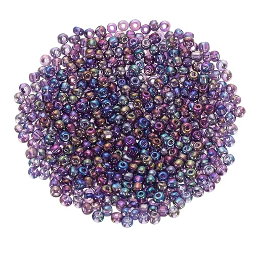 QUARKZMAN 2000 Stück Glasperlen zum Auffädeln, 3 mm Perlen für Armbänder Selber Machen Mini Lose Glas Kleine Perlenset für DIY Ohrringe, Halsketten, Schmuckherstellung, Dunkellila von QUARKZMAN