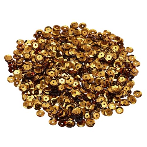 QUARKZMAN 20000 Stück lose Pailletten 6MM Bulk Cup Pailletten Pailletten Stickerei Pailletten Runde Pailetten mit Löchern für Schmuckherstellung Handwerk Nähen Make-up Nagel, Braun von QUARKZMAN