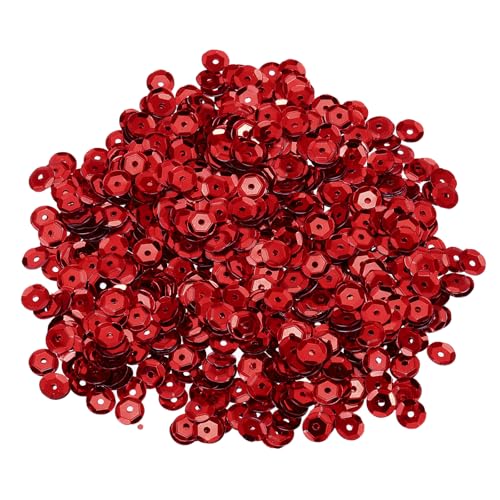 QUARKZMAN 20000 Stück lose Pailletten 6MM Bulk Cup Pailletten Pailletten Stickerei Pailletten Runde Pailetten mit Löchern für Schmuckherstellung Handwerk Nähen Make-up Nagel, Rot von QUARKZMAN