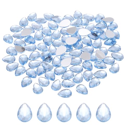 QUARKZMAN 200PCS Flache Acryl Tränenform Steine 10x14mm Kunstliche Strasssteine Für DIY Basteln Perlen Hochzeit Party Gesichtsbemalung Schmuckherstellung Hellblau von QUARKZMAN