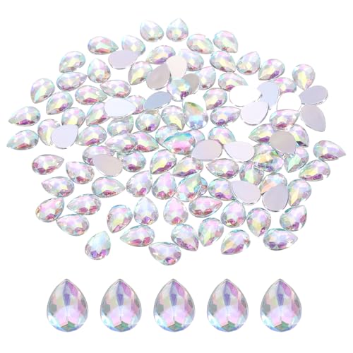 QUARKZMAN 200PCS Flacher Acryl Tränenförmiger Schmuckstein 10x14mm Kunstliche Strasssteine Für DIY Basteln Perlen Hochzeitsfeier Gesichtsbemalung Schmuckherstellung Mehrfarbig von QUARKZMAN