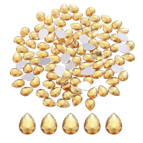QUARKZMAN 200PCS Flacher Rücken Acryl Tränenförmige Steine 10x14mm Kunstliche Strasssteine Für DIY Basteln Perlen Hochzeit Party Gesichtsbemalung Schmuckherstellung Hellbraun von QUARKZMAN