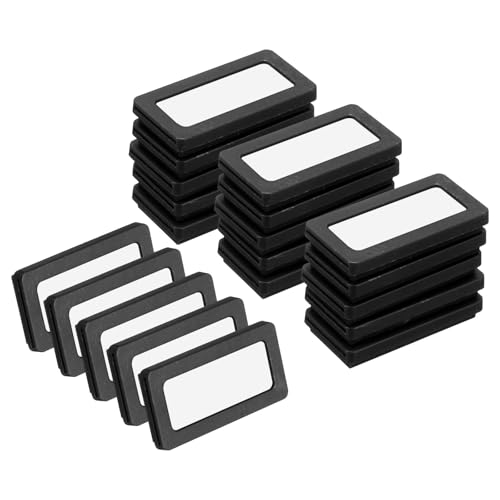 QUARKZMAN 20Stk Magnetische Etiketten Halter 1.6 x 0.8" Daten Karten Halter mit Papier Karten und Schutz Folien für Regal Wandtafel Werkzeugkasten Metall Wand Schrank Schublade Schwarz von QUARKZMAN