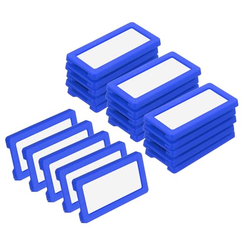 QUARKZMAN 20Stk Magnetische Etiketten Halter 2.4 x 1.2" Daten Karten Halter mit Papier Karten und Schutz Folien für Regal Wandtafel Werkzeugkasten Metall Wand Schrank Schublade Blau von QUARKZMAN