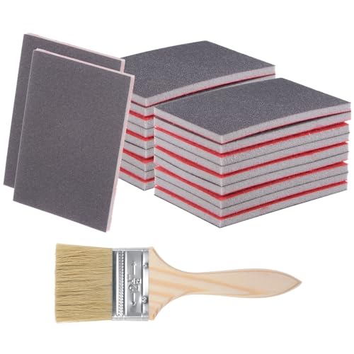 QUARKZMAN 21 Stück Schleifschwämme 800 Körnung 70 x 100mm Nass Trocken Waschbar Wiederverwendbar Schleifblock Pads mit Holzpinsel für Holz Gips Metall Möbelpolitur, Braun Rot QUARKZMAN 21 Stück Schleifschwämme 800 Körnung 70 x 100mm Nass Trocken Waschbar Wiederverwendbar Schleifblock Pads mit Holzpinsel für Holz Gips Metall Möbelpolitur, Braun Rot von QUARKZMAN