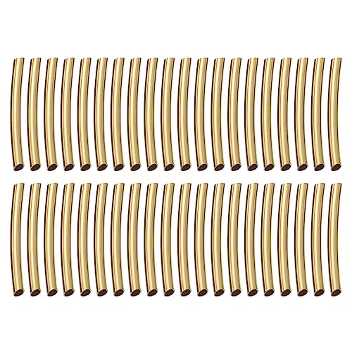 QUARKZMAN 220Stk 2x20mm Messing Gebogen Rohr Perlen 1.5mm ID Glatte Nudeln Abstandshalter Perle für Schmuck Handwerk Herstellung Hell Golden von QUARKZMAN
