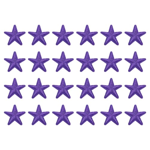 QUARKZMAN 24 Stück 5Star Patches Aufbügelflicken, Lila Nähen Bestickte Patches Applikationen Verzierungen 1.5IN Reparaturflicken für DIY Kleidung Handwerk Rucksack Kleidung Geschenk von QUARKZMAN