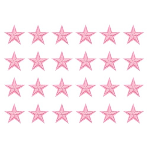 QUARKZMAN 24 Stück 5Star Patches Aufbügelflicken, Pink Nähen Bestickte Patches Applikationen Verzierungen 1.1IN Reparaturflicken für DIY Kleidung Handwerk Rucksack Kleidung Geschenk von QUARKZMAN