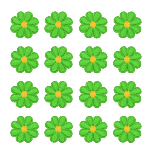 QUARKZMAN 24 Stück Blume Patches zum Aufbügeln, Florale Bestickte Aufnäher zum Aufbügeln, Flicken zum Aufbügeln für Hut Jeans Kleidung Rucksäcke DIY-Zubehör (Grün) von QUARKZMAN