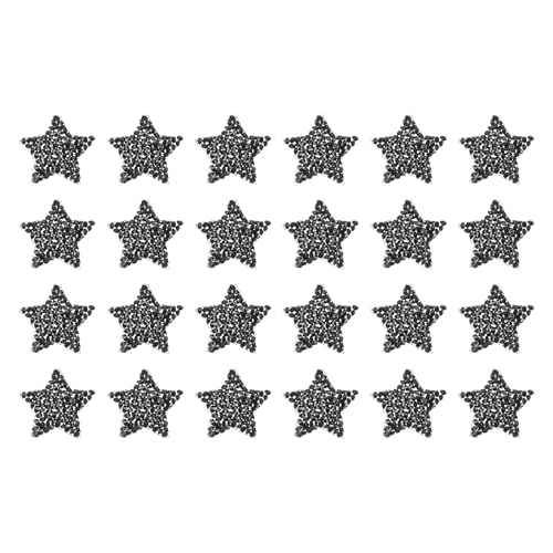 QUARKZMAN 24 Stück Stern Bügelflicken Stern Strass Selbstklebende Applikationen 2cm Aufnäher zum Selbermachen von Bastelarbeiten Kleidungsreparatur Schuhe Tasche Hut Dekoration, Schwarz von QUARKZMAN