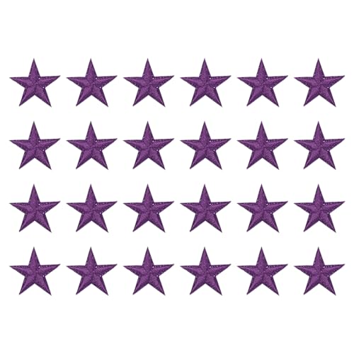 QUARKZMAN 24 Stück Sterne Patches zum Aufbügeln, 2.9cm Flicken zum Aufbügeln,Bestickte Aufnäher zum Bügelflicken für Hut Jacke Jeans Rucksäcke DIY Dekoration(Violett) von QUARKZMAN