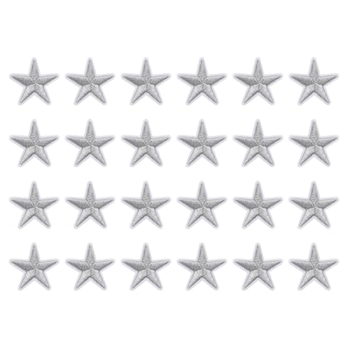 QUARKZMAN 24 Stück Sterne Patches zum Aufbügeln, 3.8cm Flicken zum Aufbügeln,Bestickte Aufnäher zum Bügelflicken für Hut Jacke Jeans Rucksäcke DIY Dekoration(Silber) von QUARKZMAN