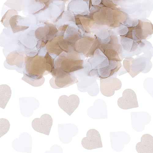 QUARKZMAN 2400 Stück 1 Zoll Herzen Papier Konfetti Tissue Konfetti Party Dekoration für Ballon, Hochzeit, Valentinstag Tischdekorationen, Champagner von QUARKZMAN