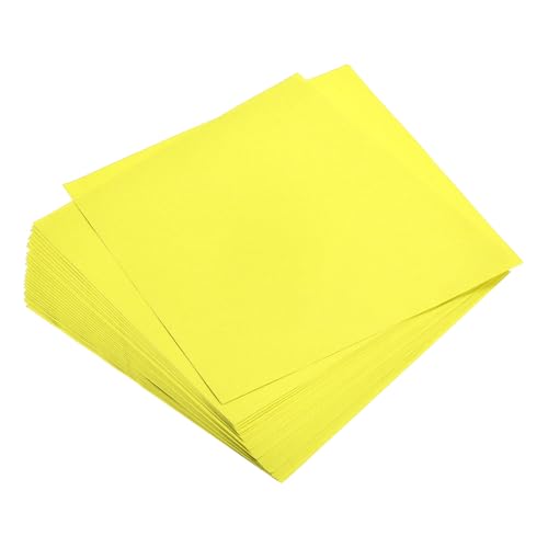QUARKZMAN 25 Blatt Origami-Papier beidseitig 19,5x19,5 cm (8x8") 70 g/m² fluoreszierendes gelbes quadratisches Faltblatt für Kunsthandwerk, Anfänger, Geschenkdekoration von QUARKZMAN