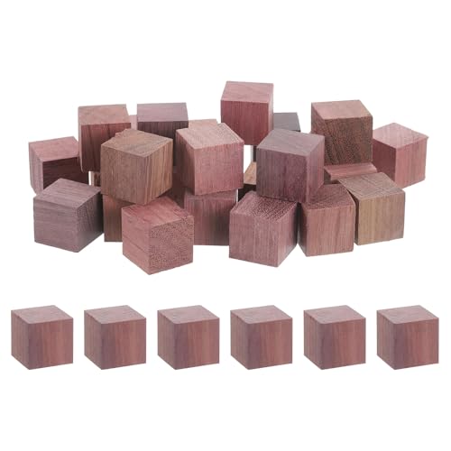 QUARKZMAN 25 Stk. Holzblöcke, 0,78 Zoll Unvollendete Holzblöcke für Handwerk Kleine Blanko-Holzblöcke Holzquadratblöcke für Kunsthandwerk und DIY-Dekor, Lila Holz von QUARKZMAN