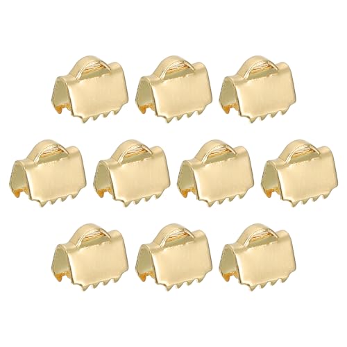 QUARKZMAN 25 Stück 6,5 mm Bandklemmen, Edelstahl-Lesezeichen-Klemmenden, Klemmen-Kordelenden-Befestigungen für die Herstellung von Armbändern, Halsketten und Schmuck, Gold von QUARKZMAN