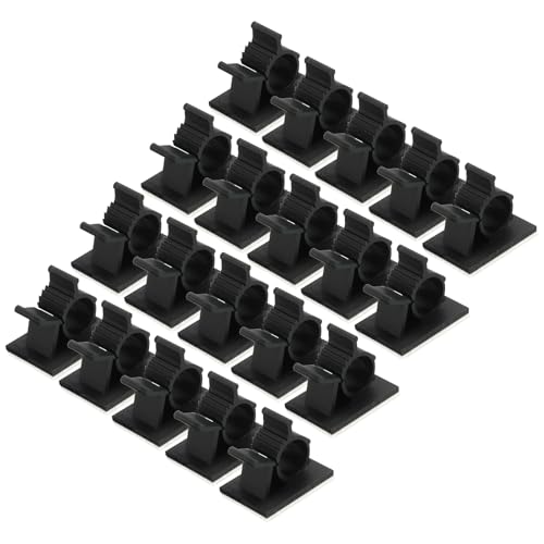 QUARKZMAN 25 Stück Kabelclips, 10-13mm Durchmesser Selbstklebende Nylon Kabelhalter, Verstellbare Kabelmanagement-Organizer-Klemme für PC Schreibtisch Büro, Schwarz von QUARKZMAN