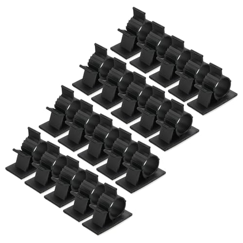 QUARKZMAN 25 Stück Kabelclips, 17-20mm Durchmesser Selbstklebende Nylon Kabelhalter, Verstellbare Kabelmanagement-Organizer-Klemme für PC Schreibtisch Büro, Schwarz von QUARKZMAN