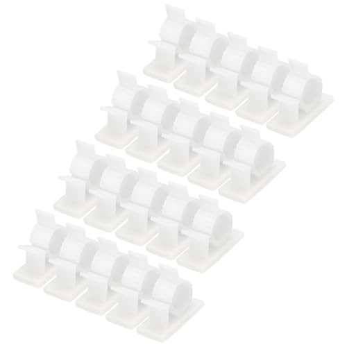 QUARKZMAN 25 Stück Kabelclips, 17-20mm Durchmesser Selbstklebende Nylon Kabelhalter, Verstellbare Kabelmanagement-Organizer-Klemme für PC Schreibtisch Büro, Weiß von QUARKZMAN
