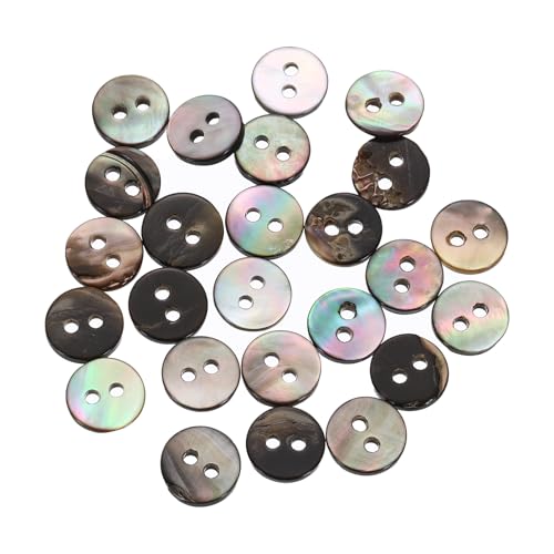 QUARKZMAN 25 Stück Natürliche Muschelknöpfe, 2-Loch Perlmuttknöpfe 9mm Nähknöpfe Nähhandwerk Knöpfe für Hemd Nähen DIY Handwerk Dekoration, Schwarz von QUARKZMAN