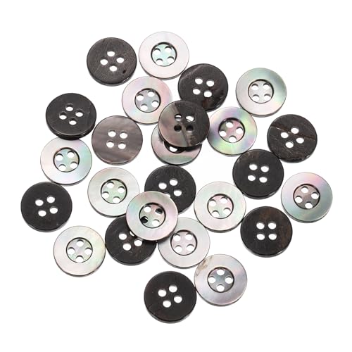 QUARKZMAN 25 Stück Natürliche Muschelknöpfe, 4-Loch Perlmuttknöpfe 11,5mm Nähknöpfe Nähhandwerk Knöpfe für Hemd Nähen DIY Handwerk Dekoration, Schwarz (Breiter Rand) von QUARKZMAN