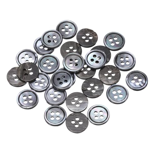 QUARKZMAN 25 Stück Natürliche Muschelknöpfe, 4-Loch Perlmuttknöpfe 11.5mm Nähnägel Nähen Basteln Muschelscheiben Für Hemden Nähen DIY Basteln Dekoration, Grau von QUARKZMAN