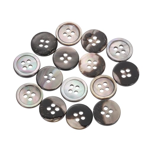 QUARKZMAN 25 Stück Natürliche Muschelknöpfe, 4-Loch Perlmuttknöpfe 12,5mm Nähknöpfe Nähhandwerk Knöpfe für Hemd Nähen DIY Handwerk Dekoration, Schwarz/Silber von QUARKZMAN