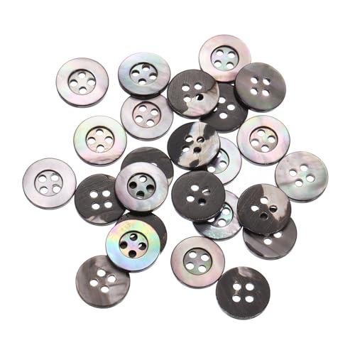 QUARKZMAN 25 Stück Natürliche Muschelknöpfe, 4-Loch Perlmuttknöpfe 12,5mm Nähknöpfe Nähhandwerk Knöpfe für Hemd Nähen DIY Handwerk Dekoration, Schwarz (Breite Kante) von QUARKZMAN