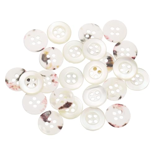 QUARKZMAN 25 Stück Natürliche Muschelknöpfe, 4-Loch Perlmuttknöpfe 12,5mm Nähknöpfe Nähhandwerk Knöpfe für Hemd Nähen DIY Handwerk Dekoration, Weiß (Breiter Rand) von QUARKZMAN