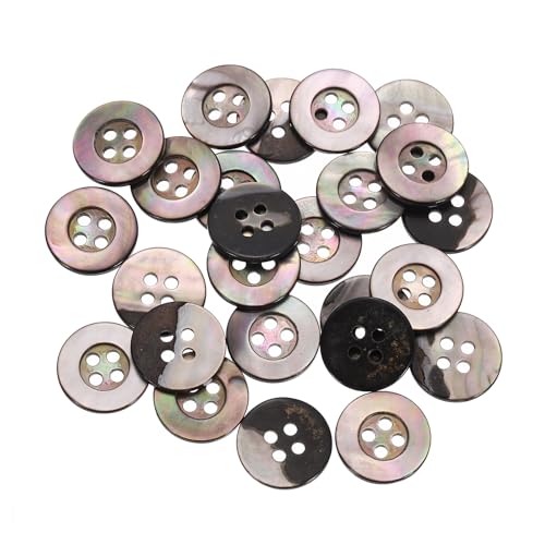 QUARKZMAN 25 Stück Natürliche Muschelknöpfe, 4-Loch Perlmuttknöpfe 15mm Nähknöpfe Nähhandwerk Knöpfe für Hemd Nähen DIY Handwerk Dekoration, Schwarz (Breiter Rand) von QUARKZMAN