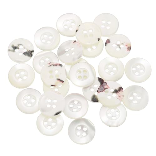 QUARKZMAN 25 Stück Natürliche Muschelknöpfe, 4-Loch Perlmuttknöpfe 15mm Nähknöpfe Nähhandwerk Knöpfe für Hemd Nähen DIY Handwerk Dekoration, Weiß (Breiter Rand) von QUARKZMAN