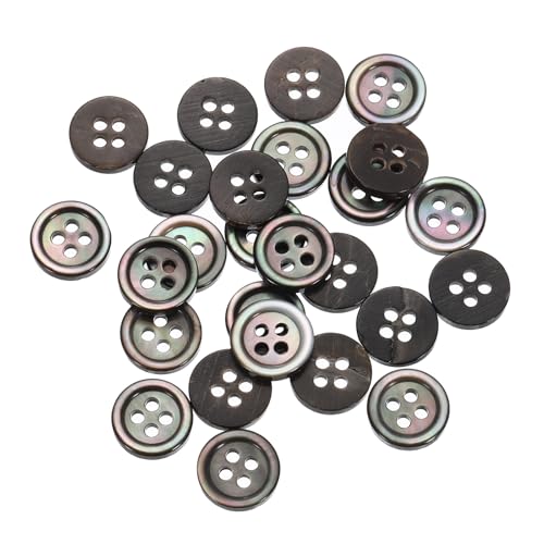 QUARKZMAN 25 Stück Natürliche Muschelknöpfe, 4-Loch Perlmuttknöpfe 9mm Nähknöpfe Nähhandwerk Knöpfe für Hemd Nähen DIY Handwerk Dekoration, Schwarz von QUARKZMAN