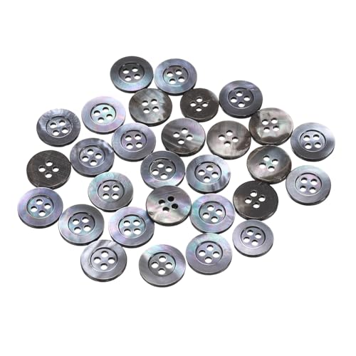 QUARKZMAN 25 Stück Natürliche Muschelknöpfe 4-Loch Perlmuttknöpfe 12.5mm Nähknöpfe Nähhandwerk Muschelscheiben Weite Krempe Für Hemden Nähen DIY Handwerk Dekoration Grau von QUARKZMAN