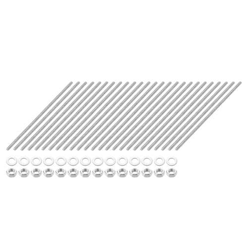 QUARKZMAN 25 Stück Vollgewindestange M3 x 100mm 201 Edelstahl Rechtsgewinde Stangen mit Muttern und Unterlegscheiben Vollgewindestange für Klemmen, Aufhänger und U-Bolzen von QUARKZMAN