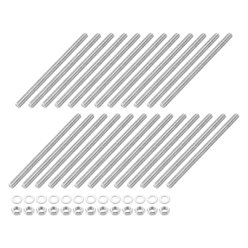 QUARKZMAN 25 Stück Vollgewindestange M3 x 50mm 201 Edelstahl Rechtsgewinde Stangen Mit Muttern Und Unterlegscheiben Vollgewindestange Für Klemmen, Aufhänger Und U-Bolzen von QUARKZMAN