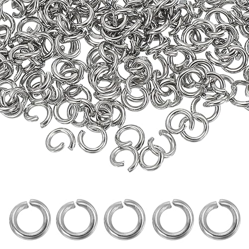 QUARKZMAN 250 Stück Offene Sprungringe, 5mm Edelstahl-Spalt-O-Ringe 1mm Dick Verbinder-Ring für Armband Halskette Anhänger Schmuck Schlüsselanhänger DIY Handwerk Herstellung, Silber von QUARKZMAN