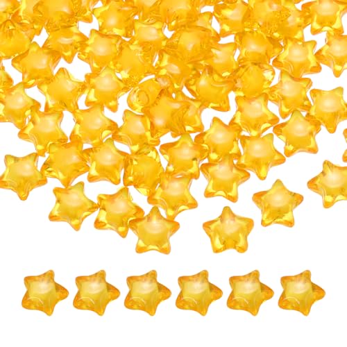 QUARKZMAN 250 Stücke Acryl Sternperlen, 11mm Sternförmige Pony Lose Abstandshalterperlen für Freundschaftsarmbänder Halsketten Schmuckherstellung DIY Basteln Partydekoration Zubehör, Gold von QUARKZMAN
