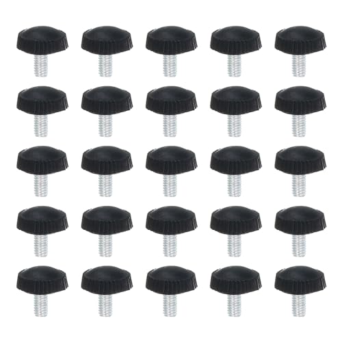 QUARKZMAN 25Stk M4x8mm Gewinde Rändel Rändel Schrauben Verzinkt Beschichtet Kohlenstoff Stahl Klemmung Knöpfe Griff Plastik Runder Kopf Rändelschrauben für Schrauben Klemm Schrauben Schwarz von QUARKZMAN