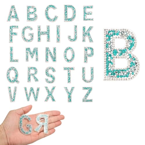 QUARKZMAN 26 Stück Strass-Bügelbuchstaben, A-Z Selbstklebende Glitzernde Strass-Alphabet-Buchstaben-Aufkleber-Applikationen für DIY-Jacken, Hüte, Kleidung, Rucksäcke, Blau QUARKZMAN 26 Stück Strass-Bügelbuchstaben, A-Z Selbstklebende Glitzernde Strass-Alphabet-Buchstaben-Aufkleber-Applikationen für DIY-Jacken, Hüte, Kleidung, Rucksäcke, Blau von QUARKZMAN