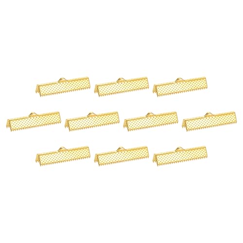 QUARKZMAN 280 Stück Bandklemmen, 30mm Lesezeichen Klemmenden, Kordelenden Befestigungen Verschluss Klemmenden für DIY Armband Halskette Schmuckherstellung, Gold von QUARKZMAN